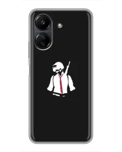Чехол для Xiaomi Redmi 13C с картинкой «PUBG — силуэт воина»