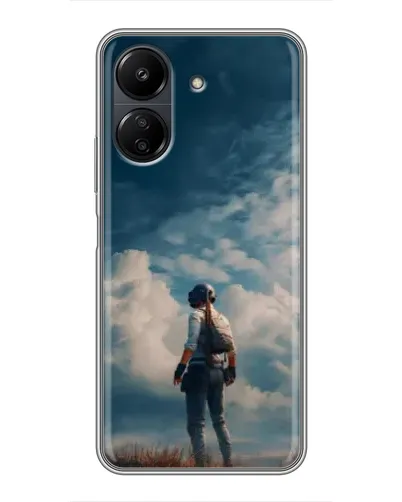 Чехол для Xiaomi Redmi 13C с картинкой «Герой PUBG на скале»