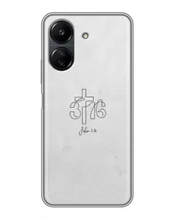 Чехол для Xiaomi Redmi 13C с картинкой «Иоанна 3:16 Крест»