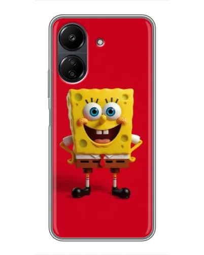 Чехол для Xiaomi Redmi 13C с картинкой «Спанч Боб на красном»