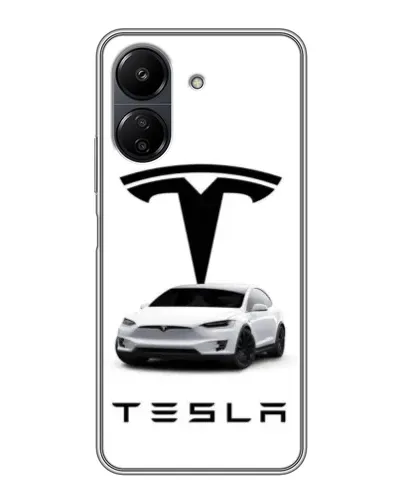 Чехол для Xiaomi Redmi 13C с картинкой «Tesla White Style»