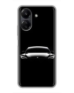 Чехол для Xiaomi Redmi 13C с картинкой «Фары Tesla Night»