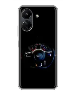 Чехол для Xiaomi Redmi 13C с картинкой «Салон Audi — руль»