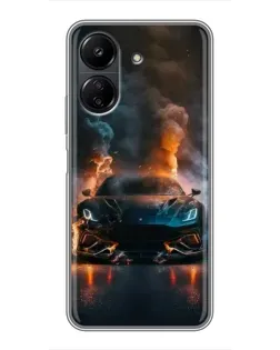 Чехол для Xiaomi Redmi 13C с картинкой «Lamborghini дымная эстетика»
