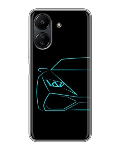 Чехол для Xiaomi Redmi 13C с картинкой «Голубой силуэт Lamborghini»