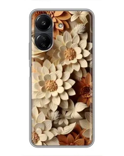 Чехол для Xiaomi Redmi 13C с картинкой «Бежевый флористический декор»