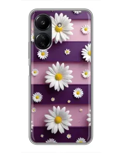 Чехол для Xiaomi Redmi 13C с картинкой «Ромашки на фиолетовом»