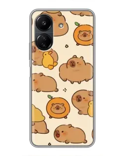 Чехол для Xiaomi Redmi 13C с картинкой «Капибары с апельсинами»