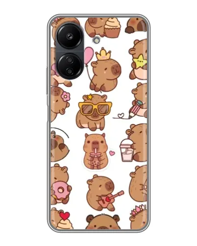 Чехол для Xiaomi Redmi 13C с картинкой «Стикерпак с капибарами»