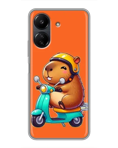 Чехол для Xiaomi Redmi 13C с картинкой «Капибара на скутере»