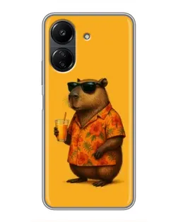 Чехол для Xiaomi Redmi 13C с картинкой «Капибара на отдыхе»