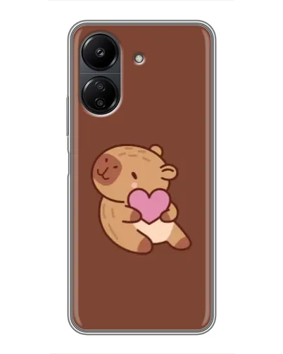 Чехол для Xiaomi Redmi 13C с картинкой «Капибара с сердцем»