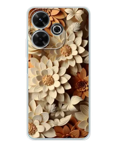 Чехол для Xiaomi Redmi 13x с картинкой «Бежевый флористический декор»