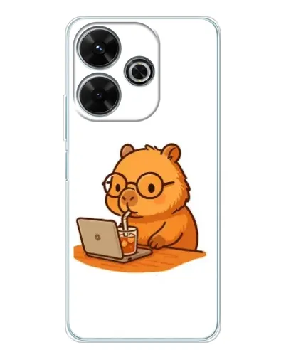 Чехол для Xiaomi Redmi 13x с картинкой «Капибара с ноутбуком»