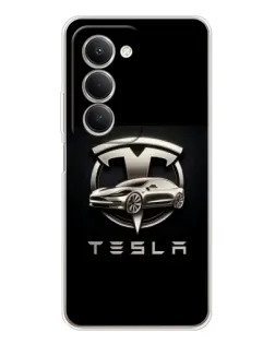 Чехол для Xiaomi Redmi 15 5G с картинкой «Tesla — серебристое авто»