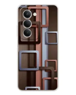 Чехол для Xiaomi Redmi 15 5G с картинкой «Коричневые объемные квадраты»
