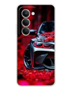 Чехол для Xiaomi Redmi 15 с картинкой «Спортивная BMW и цветы»
