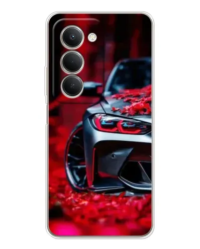 Чехол для Xiaomi Redmi 15 с картинкой «Спортивная BMW и цветы»