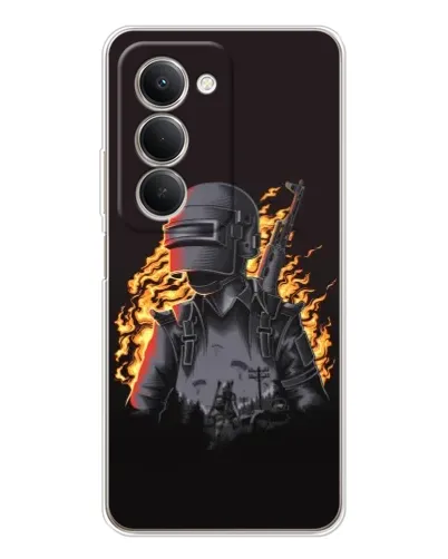 Чехол для Xiaomi Redmi 15 с картинкой «PUBG — огненный силуэт»