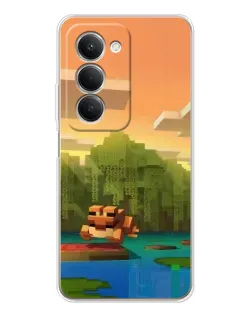 Чехол для Xiaomi Redmi 15 с картинкой «Майнкрафт закат солнца»