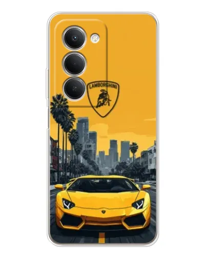 Чехол для Xiaomi Redmi 15 с картинкой «Желтый Lamborghini город»