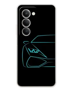 Чехол для Xiaomi Redmi 15 с картинкой «Голубой силуэт Lamborghini»
