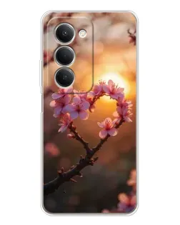Чехол для Xiaomi Redmi 15 с картинкой «Розовый цвет сердце на фоне заката»
