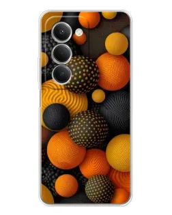 Чехол для Xiaomi Redmi 15 с картинкой «Объемные оранжевые сферы»