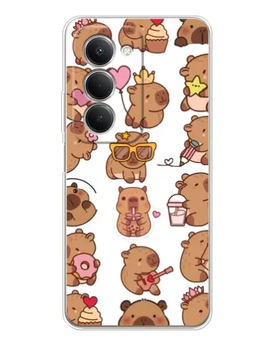 Чехол для Xiaomi Redmi 15 с картинкой «Стикерпак с капибарами»
