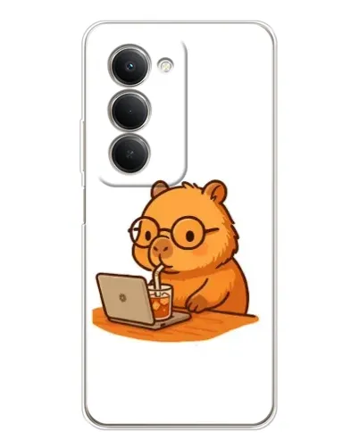 Чехол для Xiaomi Redmi 15 с картинкой «Капибара с ноутбуком»