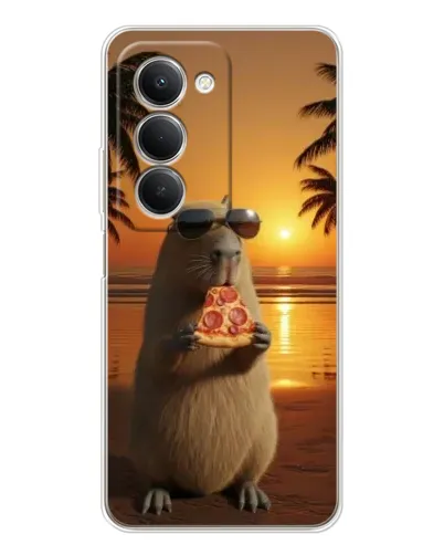Чехол для Xiaomi Redmi 15 с картинкой «Капибара с пиццей»