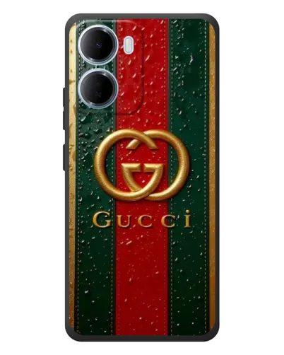 Чехол для Xiaomi Redmi 15a с картинкой «Gucci — фирменная полоса и золото» Чехол для Xiaomi Redmi 15a с картинкой «Gucci — фирменная полоса и золото»