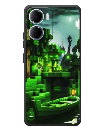 Чехол для Xiaomi Redmi 15a с картинкой «Minecraft лесной пейзаж»