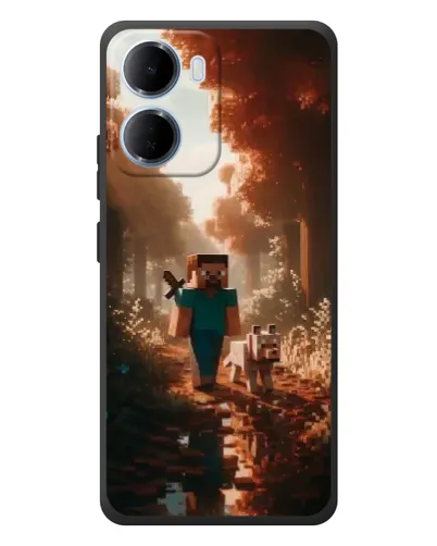Чехол для Xiaomi Redmi 15a с картинкой «Стив в лесу»