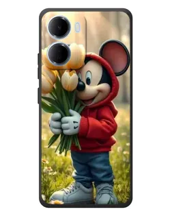 Чехол для Xiaomi Redmi 15a с картинкой «Микки с тюльпанами»