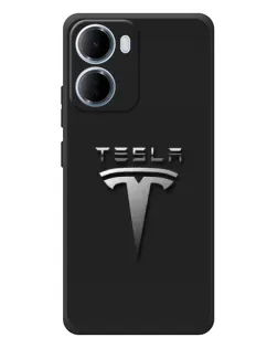 Чехол для Xiaomi Redmi 15a с картинкой «Стальной логотип Tesla»