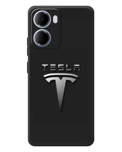Чехол для Xiaomi Redmi 15a с картинкой «Стальной логотип Tesla»