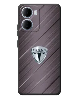 Чехол для Xiaomi Redmi 15a с картинкой «Металлическая текстура Tesla»