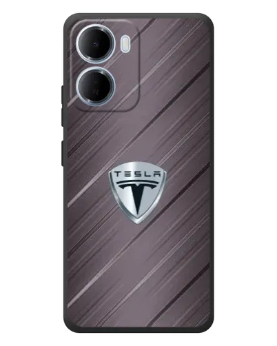 Чехол для Xiaomi Redmi 15a с картинкой «Металлическая текстура Tesla»