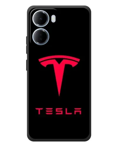 Чехол для Xiaomi Redmi 15a с картинкой «Tesla Red Logo»