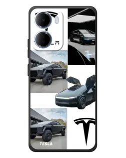 Чехол для Xiaomi Redmi 15a с картинкой «Коллаж Cybertruck Tesla»