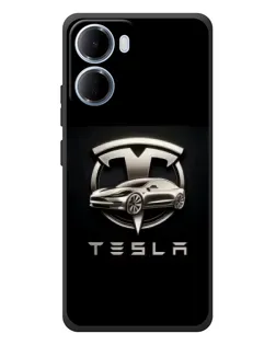 Чехол для Xiaomi Redmi 15a с картинкой «Tesla — серебристое авто»