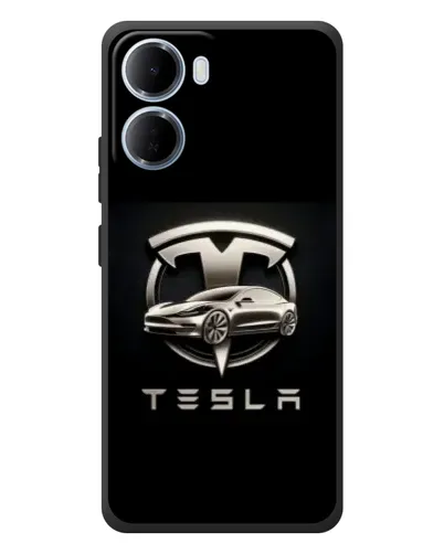Чехол для Xiaomi Redmi 15a с картинкой «Tesla — серебристое авто»