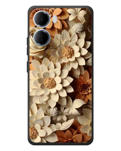 Чехол для Xiaomi Redmi 15a с картинкой «Бежевый флористический декор»