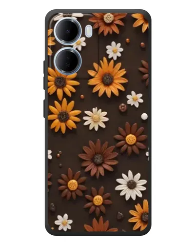 Чехол для Xiaomi Redmi 15a с картинкой «Узор из маленьких подсолнухов»