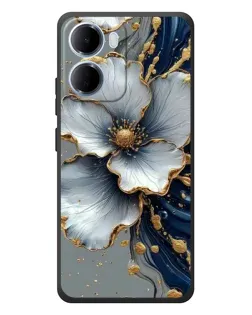 Чехол для Xiaomi Redmi 15a с картинкой «Белый цветок и золотой флюид»