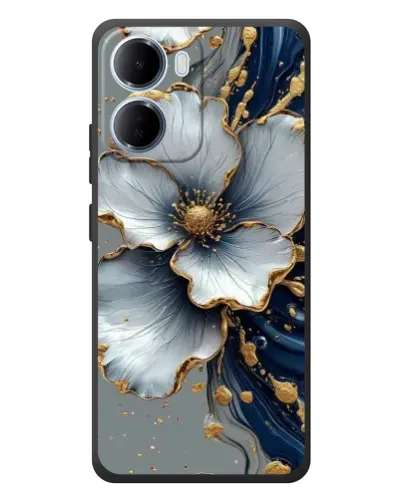 Чехол для Xiaomi Redmi 15a с картинкой «Белый цветок и золотой флюид» Чехол для Xiaomi Redmi 15a с картинкой «Белый цветок и золотой флюид»
