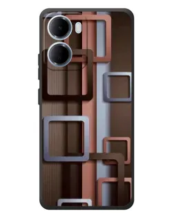 Чехол для Xiaomi Redmi 15a с картинкой «Коричневые объемные квадраты»