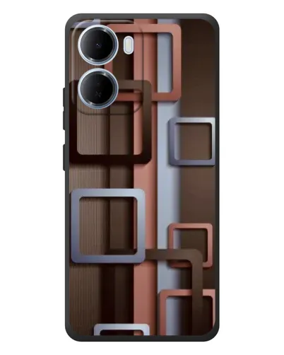 Чехол для Xiaomi Redmi 15a с картинкой «Коричневые объемные квадраты»