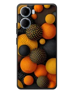 Чехол для Xiaomi Redmi 15a с картинкой «Объемные оранжевые сферы»